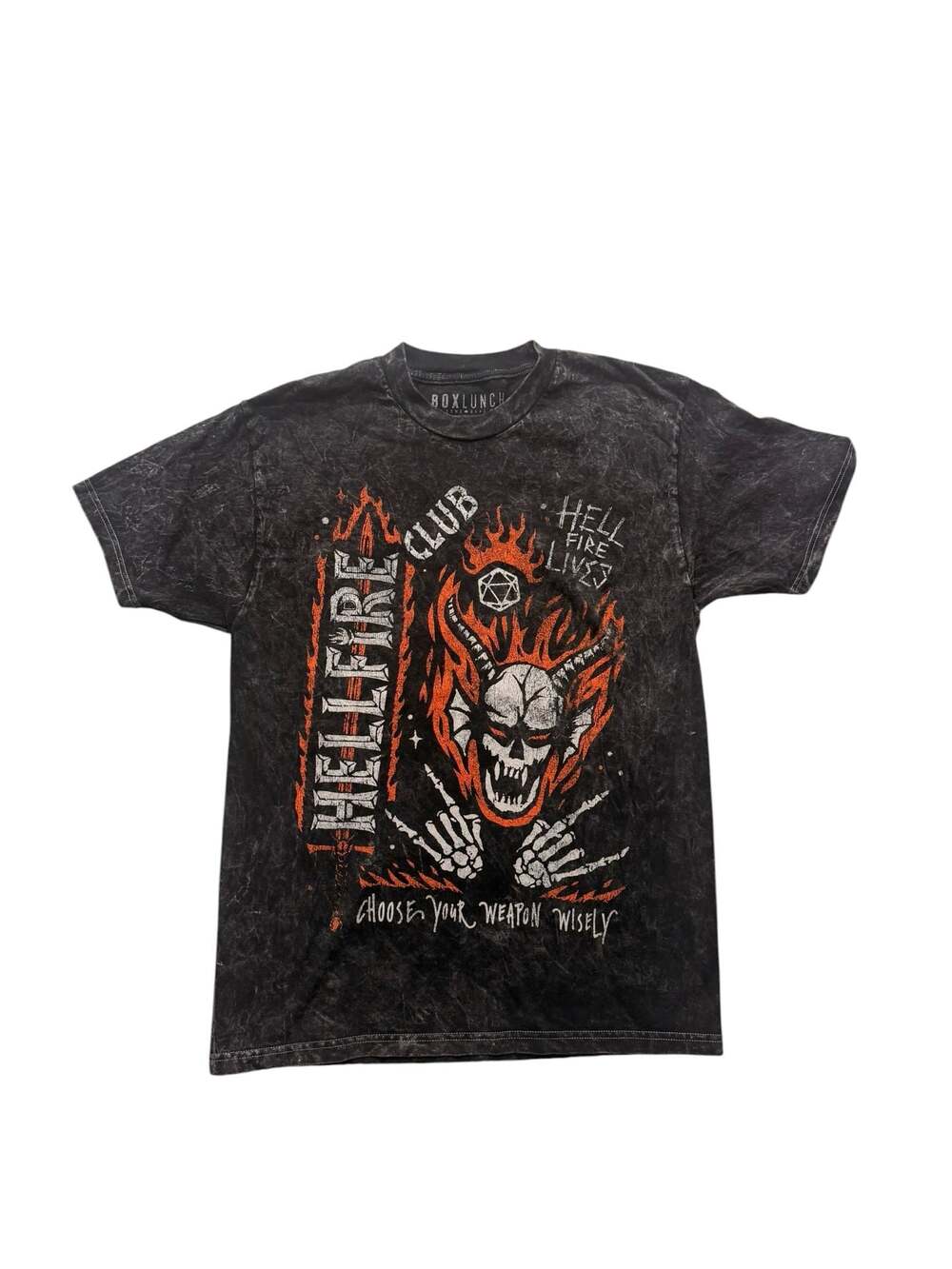 BoxLunch Stranger Things Hellfire Club Icons Mineral Wash Graphic T-Shirt